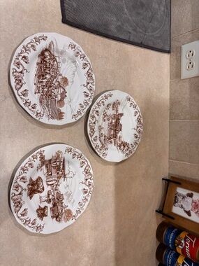 Hobby Lobby White and Brown Transferware Dinnerware Plates